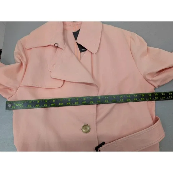 Vintage Seven City Women's L Belted Rain Trench‎ Coat Old Money Pastel Pink NWT - Picture 15 of 16